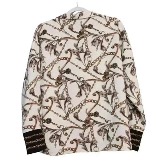 Joseph Ribkoff Blouse Size 10 Equestrian Gold Chain Career Business Casual - Picture 8 of 13